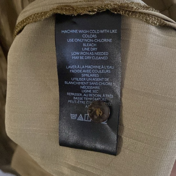 Anthropologie size medium Olive green two pocket collared blouse - Picture 6 of 8